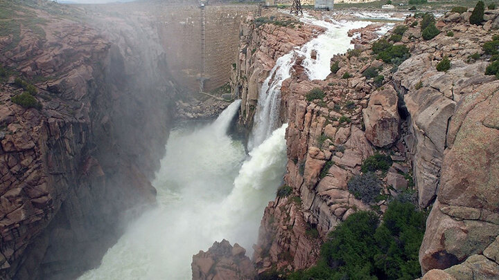 dam with overflow of water