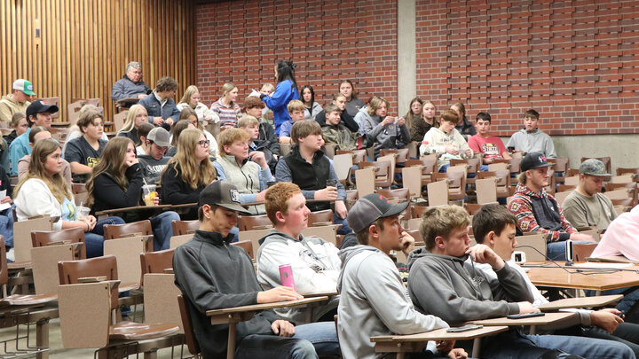 students in an auditorium