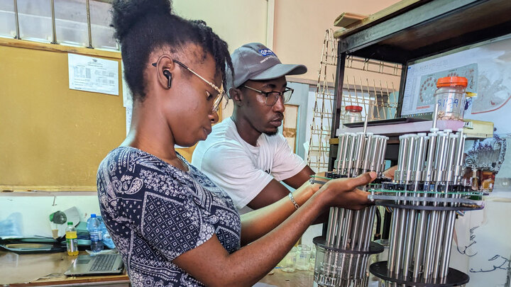 woman and man working in lab