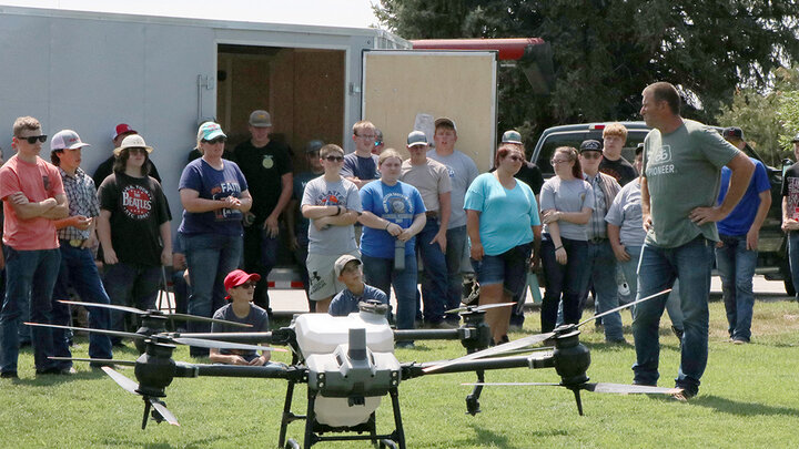 man gives demonstration of drone