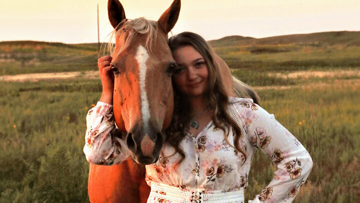 young woman and horse